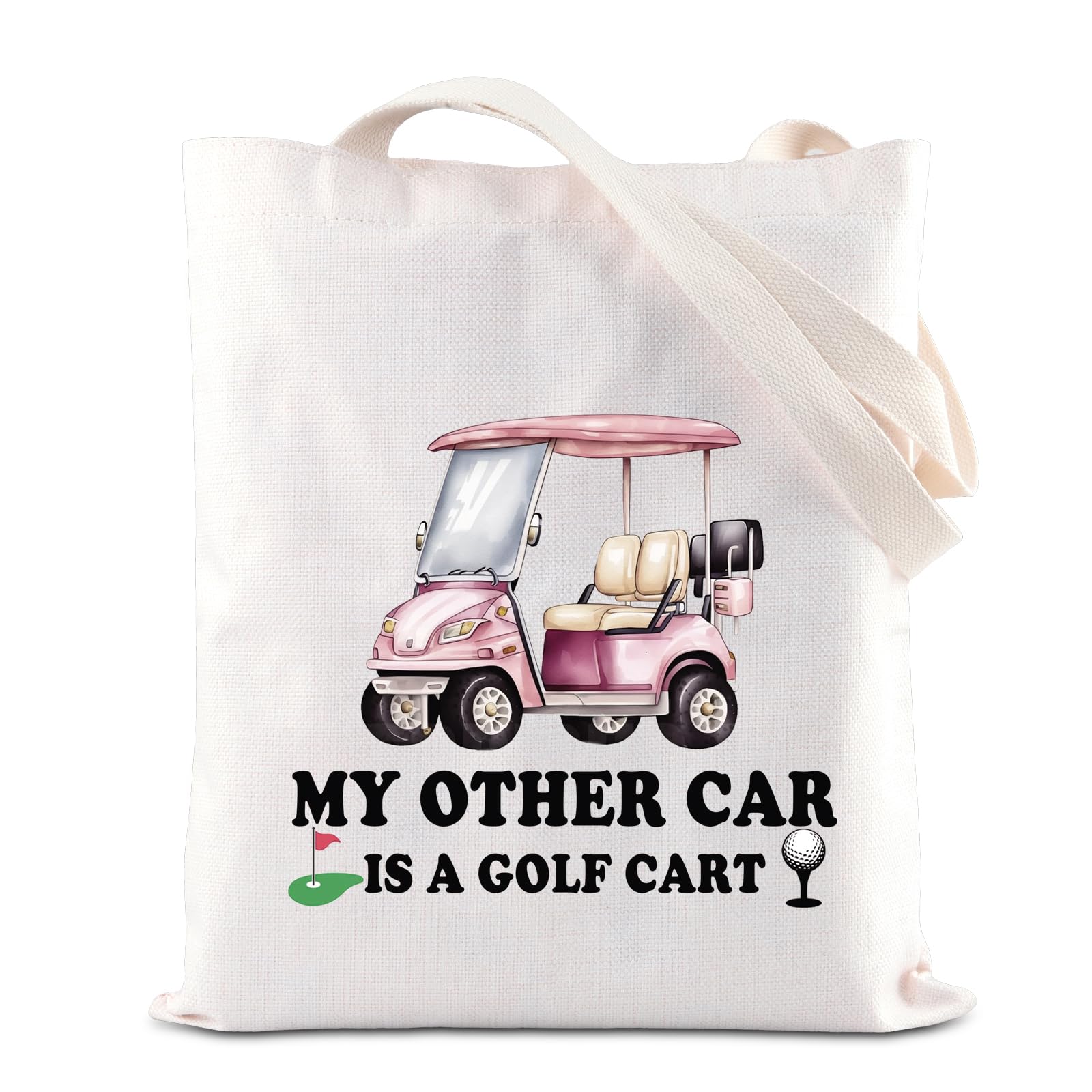 KUIYAIGolf Lovers Tote Bag Golf Club Gift Golfer Canvas Bag Golfing Team Gift Golf Player Gift My Other Car Is A Golf Cart