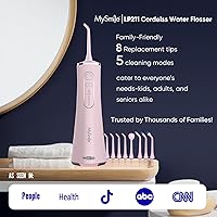Vista 5 de MySmile LP211 - Irrigador bucal inalámbrico recargable portátil para limpieza de dientes, 5 modos de limpieza, IPX7 impermeable, 8 puntas
