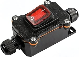 Waterproof Switch Power Switch 16A-30A/12V-24V-220V Double Sided Entry Outlet Line Rocker Switch with LED Light Pack of 1