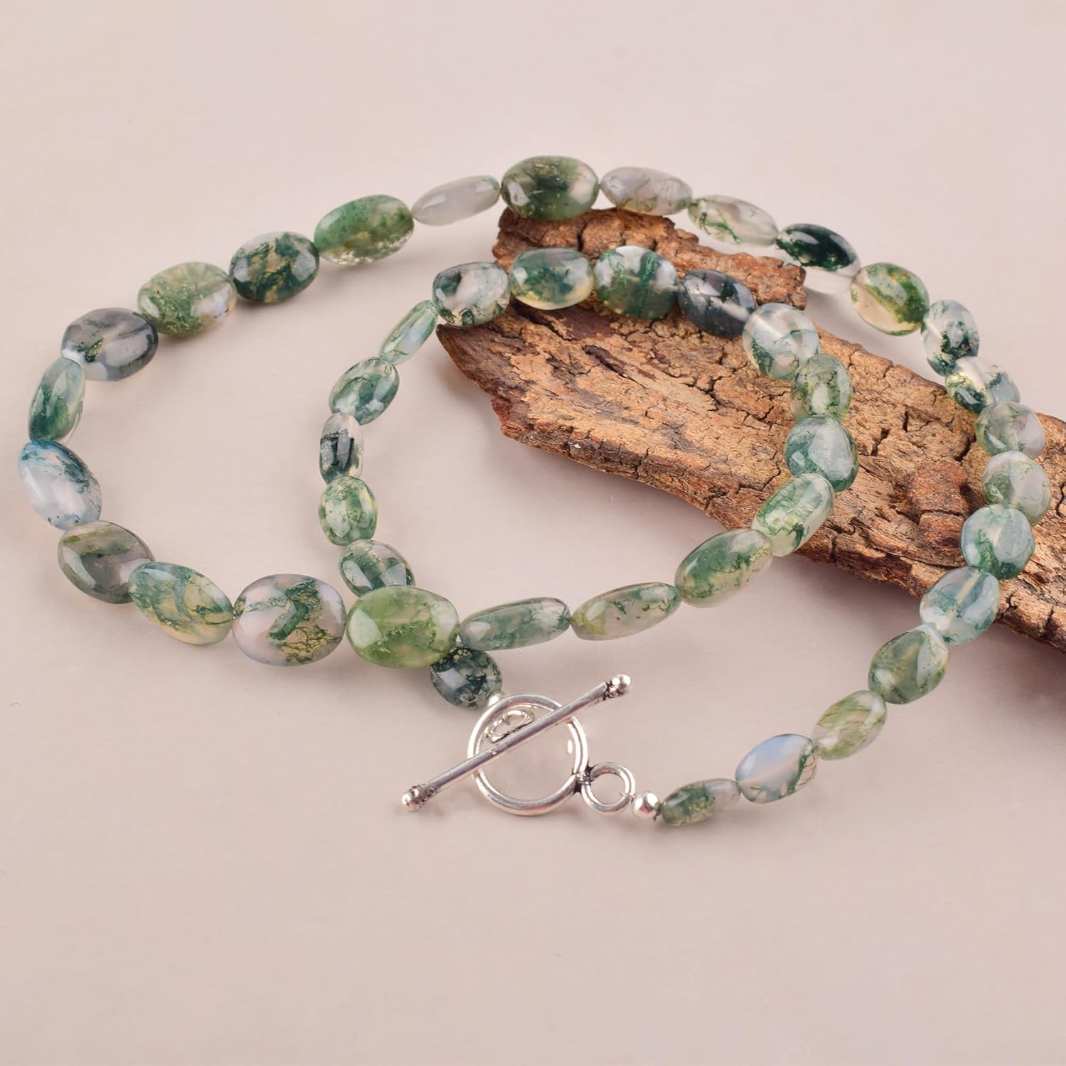 Natural Moss Agate Crystals Pendant Necklace, Faceted Nuggets Beads Gemstone, Energy Healing Crystals, Birthday, Gift for Women, Gemstone Jewelry 18 inch AAA+ Quality (Necklace) - Image 3