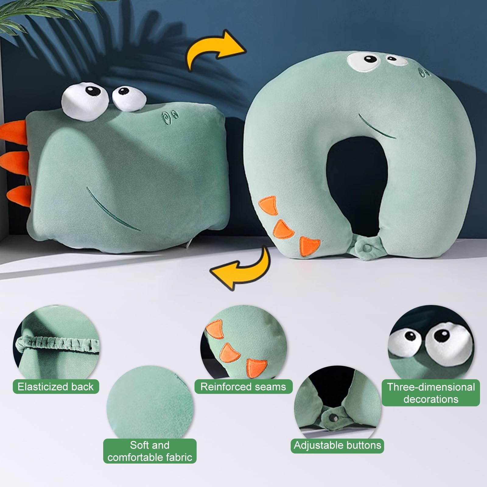 Trunki Nekkussen voor Kinderen - Reiskussen | Nekkussentje voor Kleine Dromers | Nekkussen Vliegtuig - Kinderstoel - Fietsstoeltje of Kinderwagen | Yondi Small - Dolle Dinosaurus | Groen Trunki Nekkussen voor Kinderen - Reiskussen | Nekkussentje voor Kleine Dromers | Nekkussen Vliegtuig - Kinderstoel - Fietsstoeltje of Kinderwagen | Yondi Small - Dolle Dinosaurus | Groen
