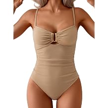 Eomenie One Piece Swimsuit for Women Tummy Control Ruched Bathing Suit Cutout U Wire Swim Suits