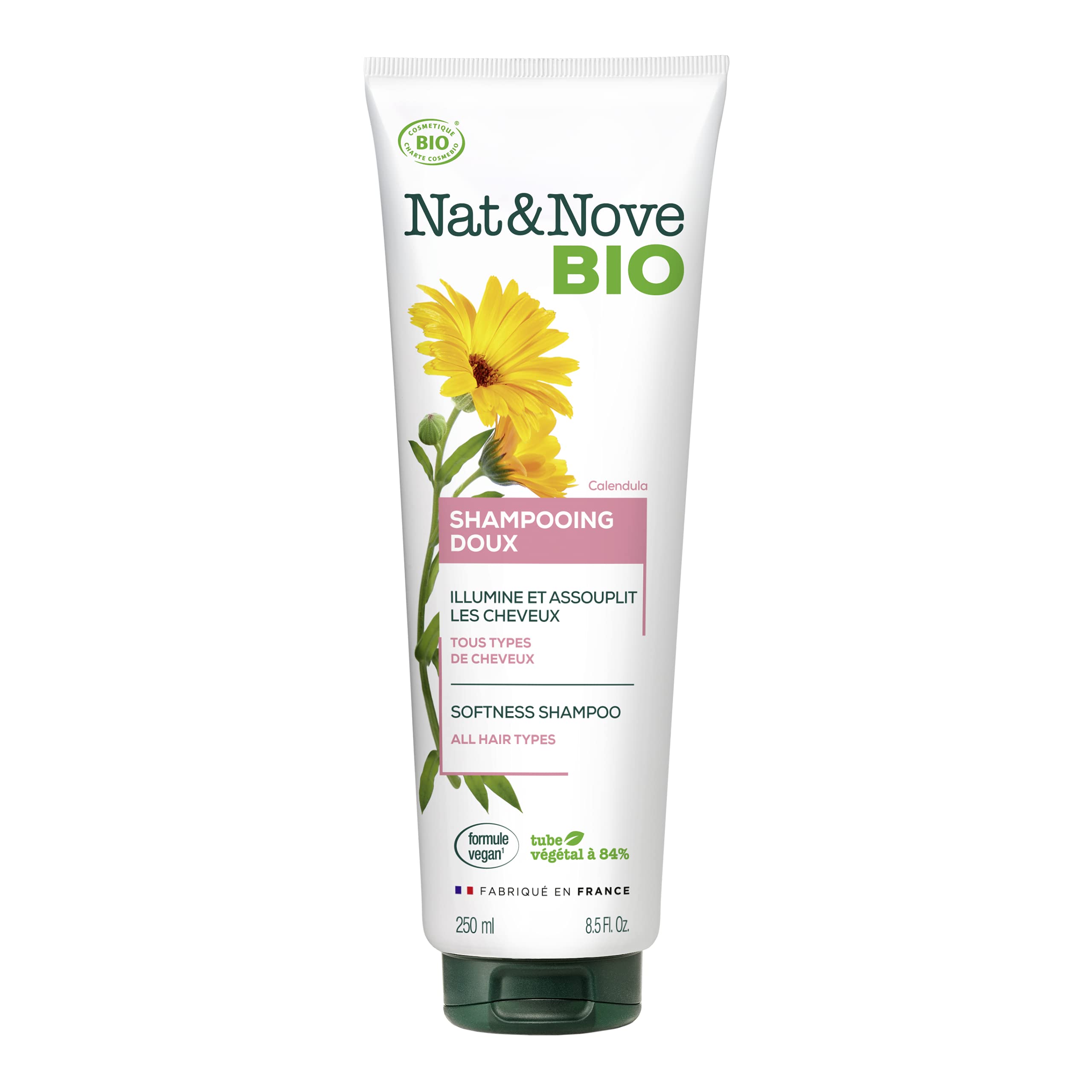 Kéranove Naturanove Bio - Gentle Shampoo Certified Organic Calendula for All Hair Types - 250 ml, 250 ml (Pack of 1)