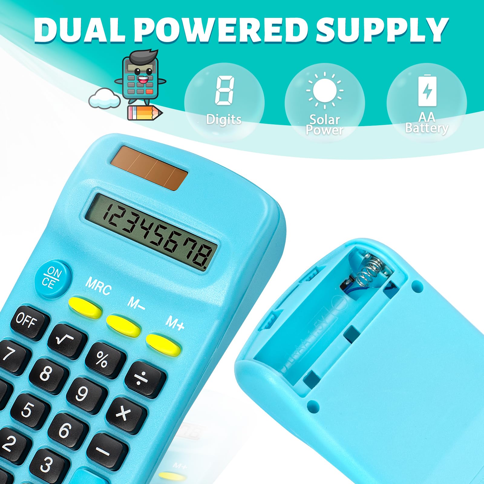 Taschenrechner, Taschenformat, Mini mit 8-stelligem Display, Solar-/Batterie-Dual-Power, Großpackung für Studenten, Klassenzimmer, Junior High, Schule, Zuhause und Büro, 6 Farben, 36 Stück