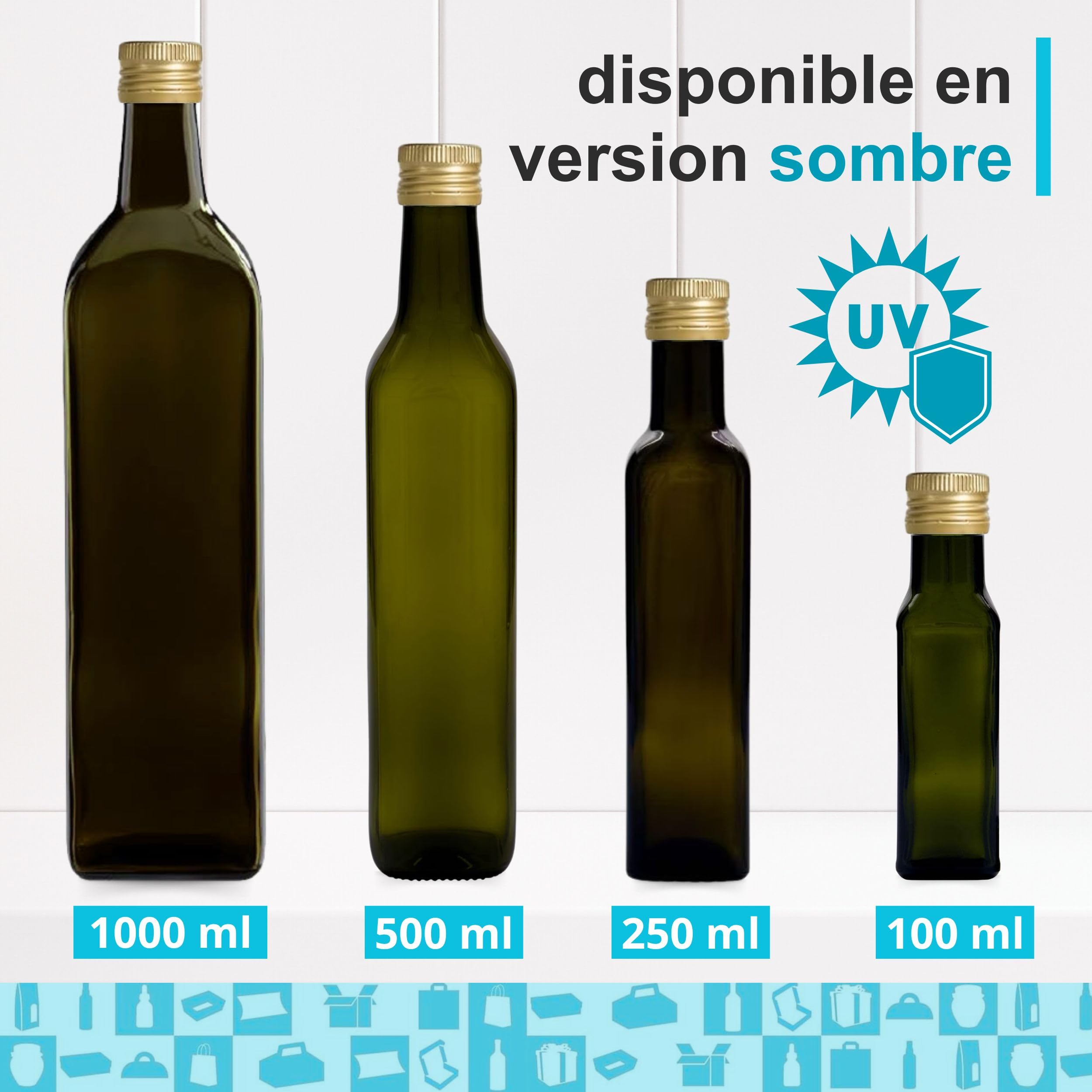 Espirito Rebelde Lot de 20 bouteilles carrées 250 ml avec couvercles Bouteilles d'huile et de vinaigre