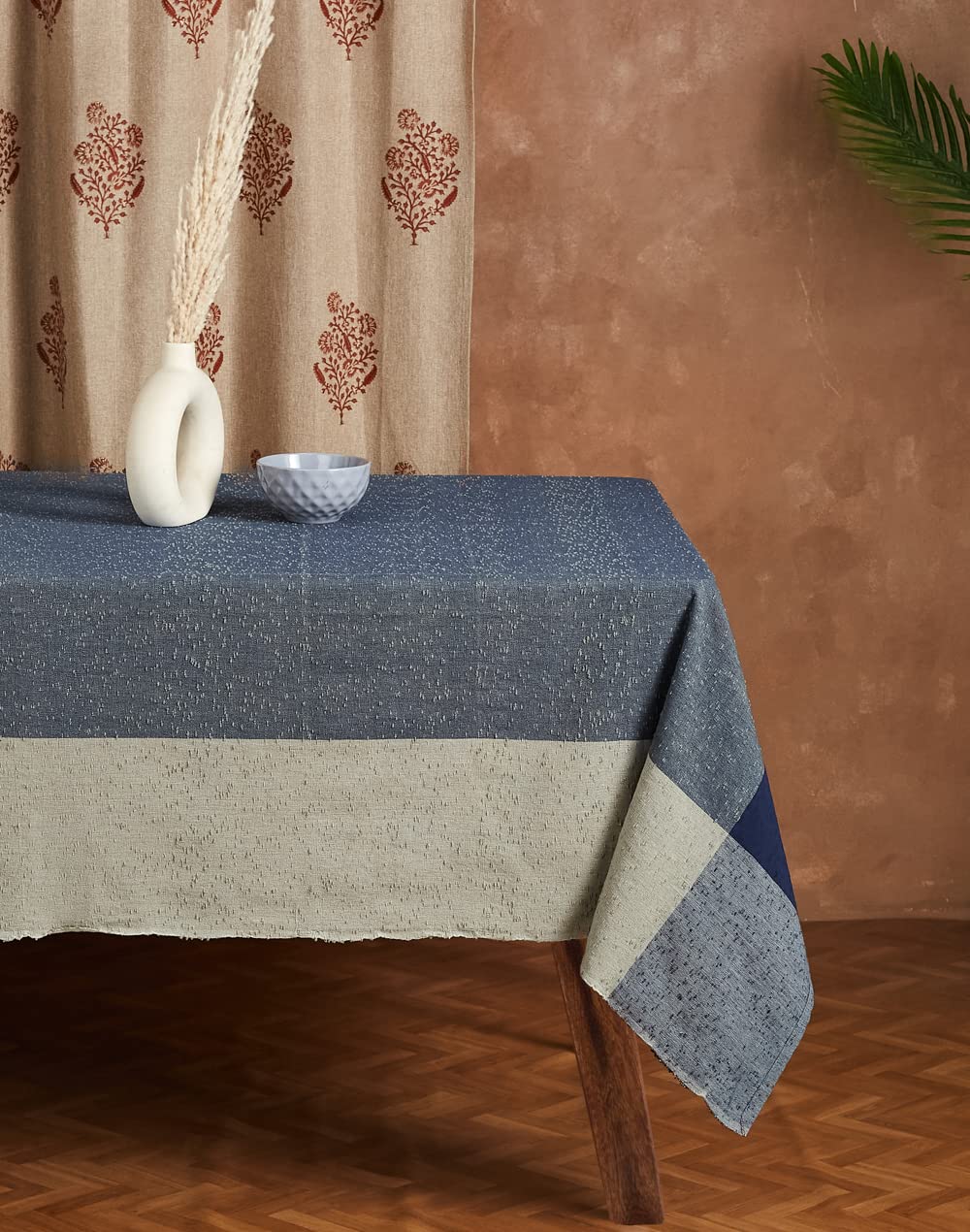 Fabindia Blue Mosaic Cotton Woven Table Cover Amazon.in Home & Kitchen