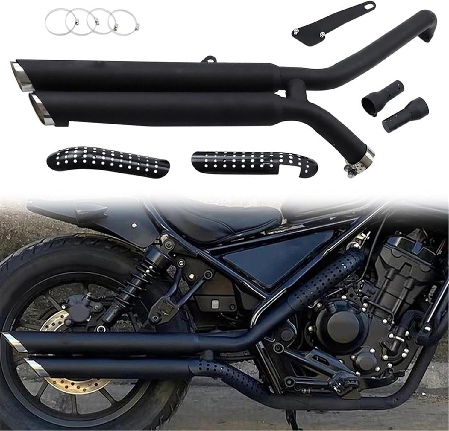 バイクの排気ガス オートバイ用マフラー サイレンサー付き デュアル