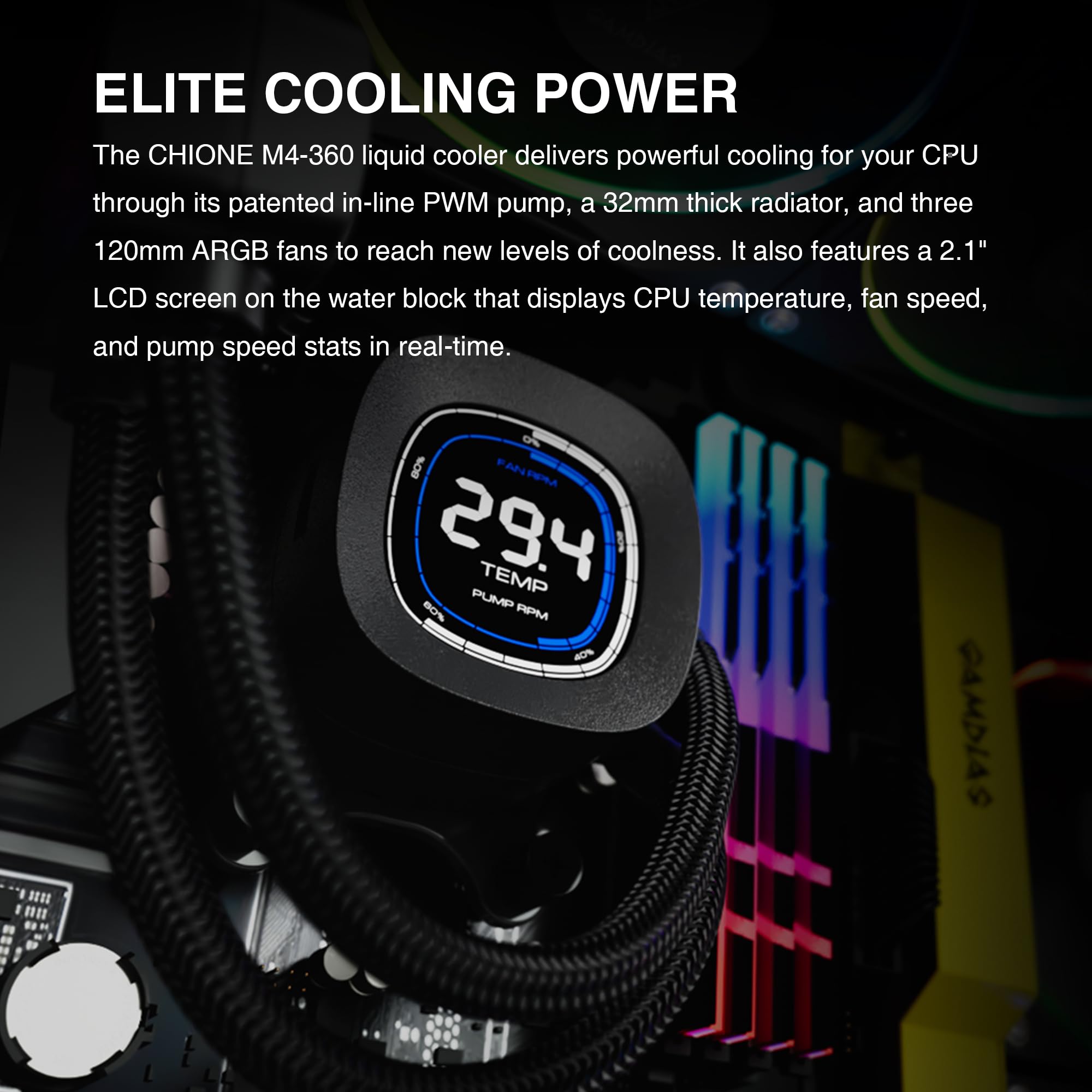 Amazon.co.jp: GAMDIAS 360mm CPU液体クーラー AIO 2.1インチ