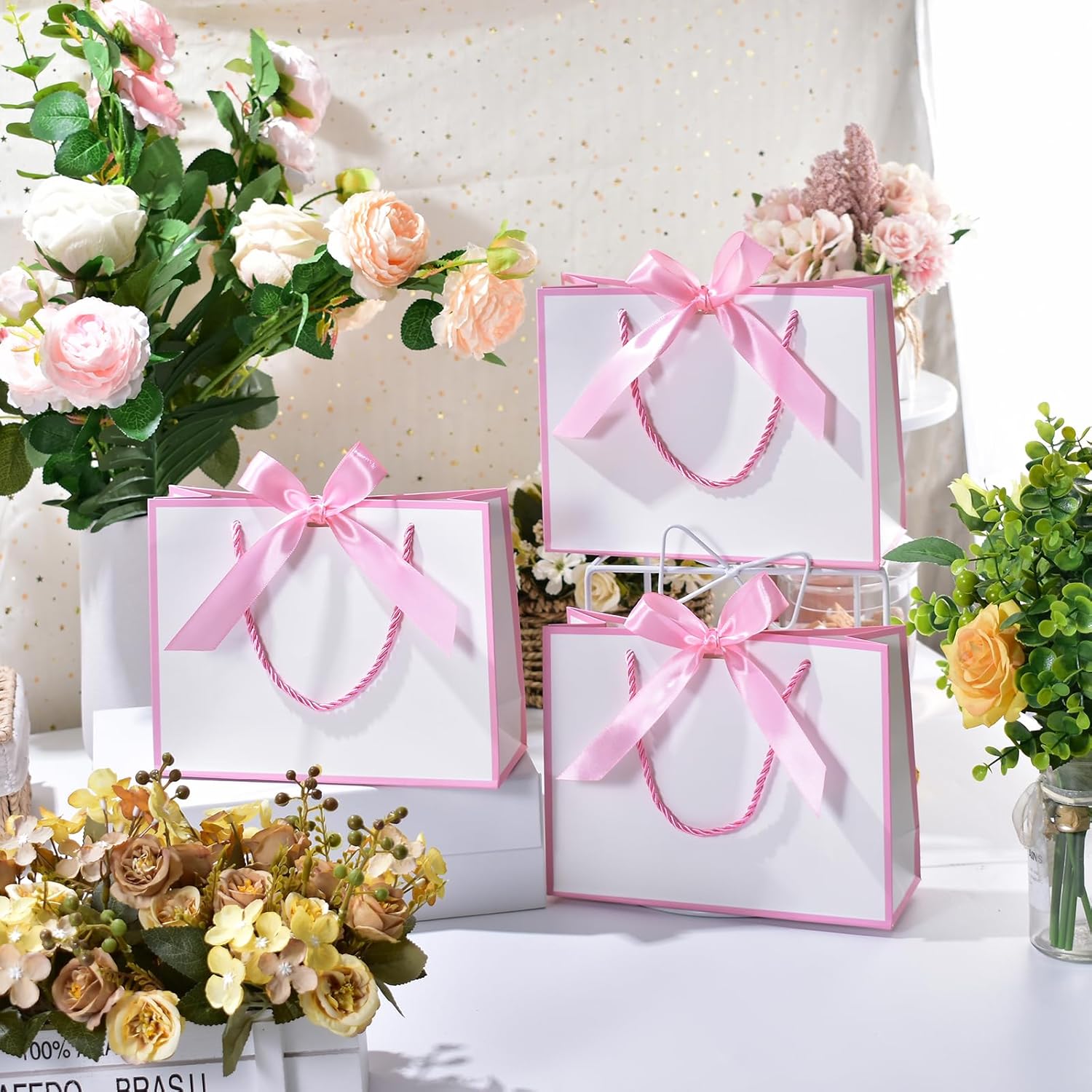 DOYIDE 30 Pcs Thank You Gift Bags with Tissue Paper, 9x7x3.1in Paper Gift Bags with Handles, Gift Wrap Bags with Bow Ribbon for Wedding Birthday Baby Shower Bridesmaid Party - Image 3