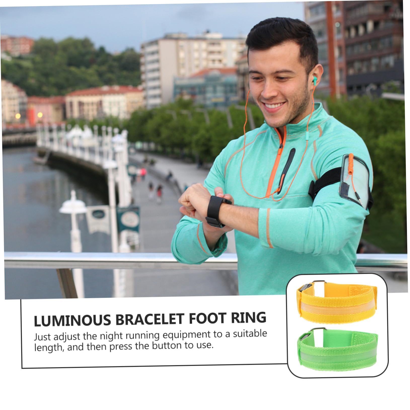 Hemoton 2Pcs Rechargeable LED Reflective Sports Bracelet Adjustable Safety Wrist Band for Night Running Lightweight Armband for Jogging Cycling and Outdoor Activities