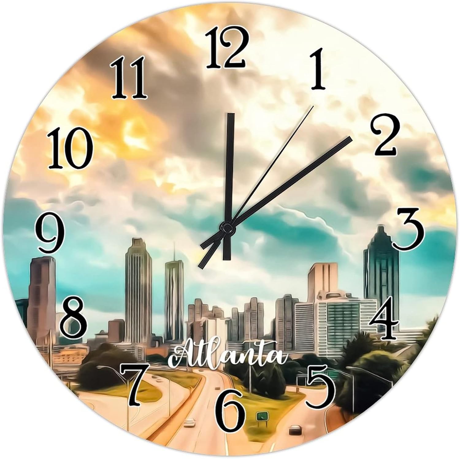 USA City Atlanta Art Clock City Souvenir Gift Round Clock Capital City of