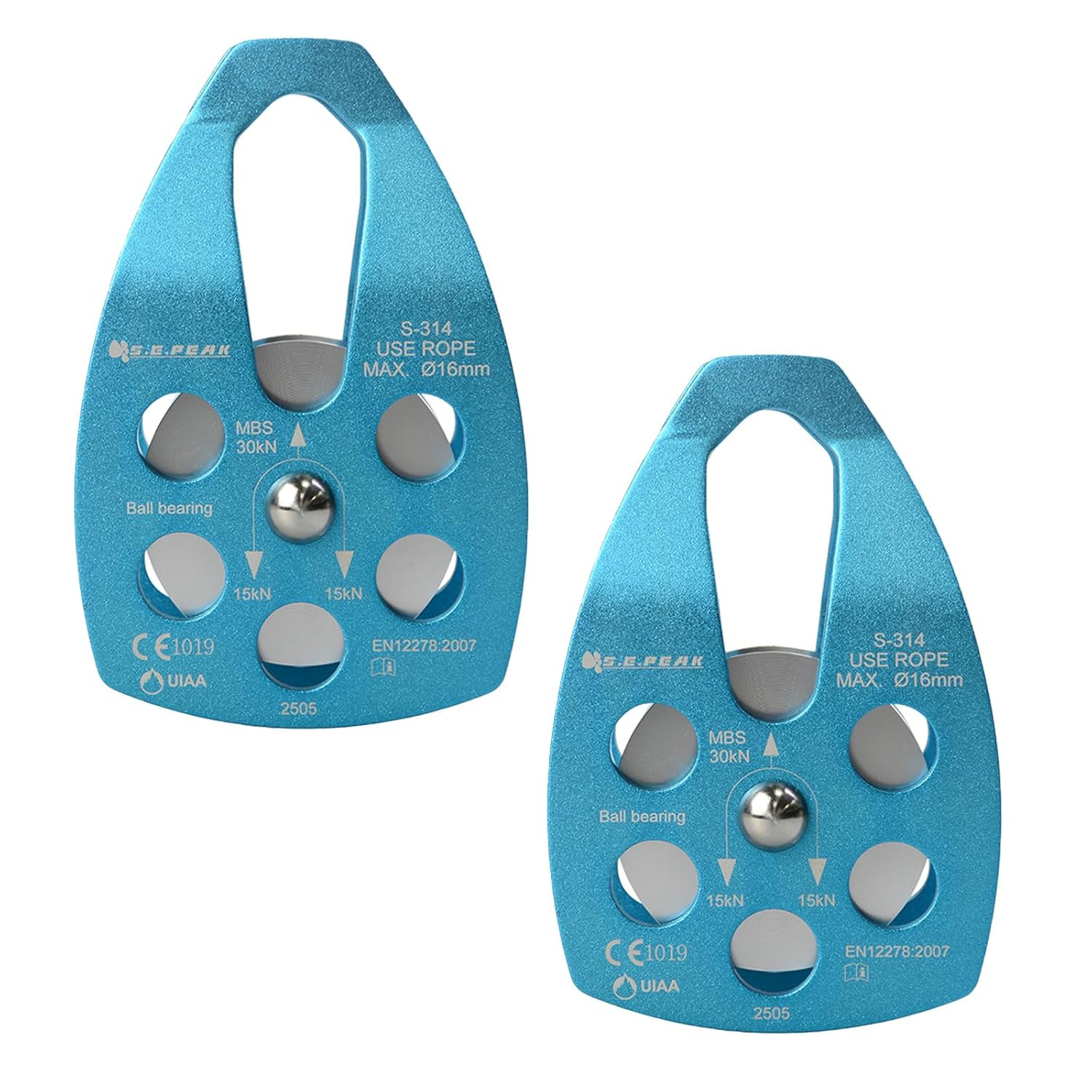 SEPEAK 30kN Large Rescue Pulley Sheave with Swing Plate CE UIAA, Portable Outdoor Climbing Pulley for Backyard Zipline,Fits Rope up to 16 mm/Holds Up to 6750lbs (2, Black, Single Pulley)