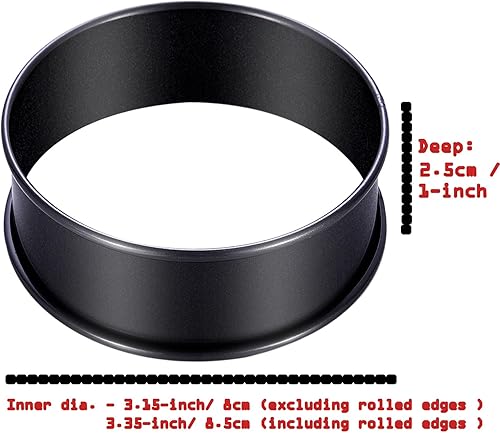 Vista 10 de DATANYA Paquete de 8 anillos de gruñón antiadherentes para magdalenas inglesas de 4 pulgadas, anillos de acero inoxidable de doble enrollado