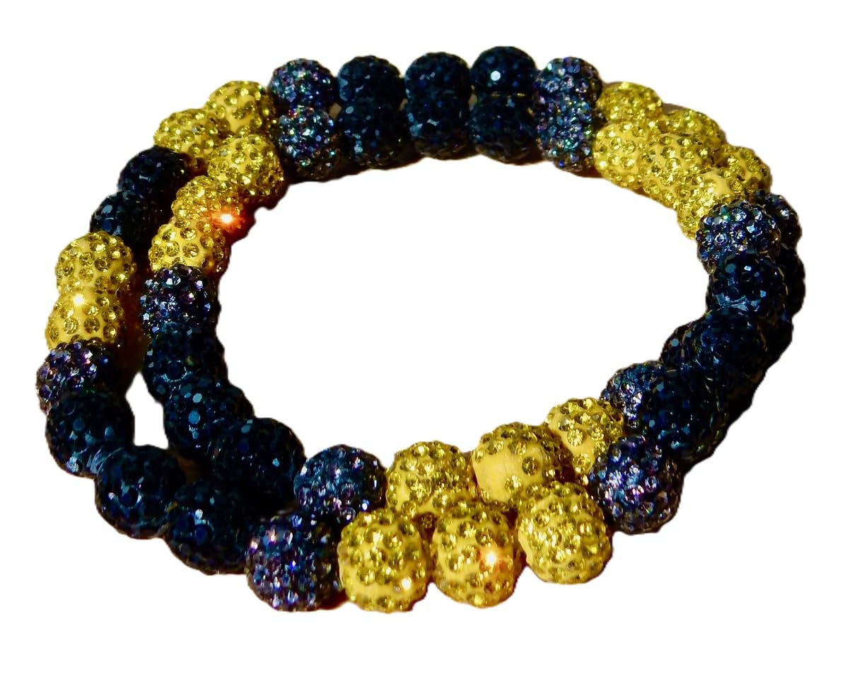 Sports Farm Pollyanna Disco Ball Rhinestone Baseball Necklace - Black Yellow Gray