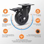 4" Caster Wheels, Casters Set of 4 Heavy Duty with Brake, Dual Locking Wheels 2200LBS, Swivel Caster Wheels with Top Plate, Industrial Caster Wheels for Workbench, Cart, Furniture