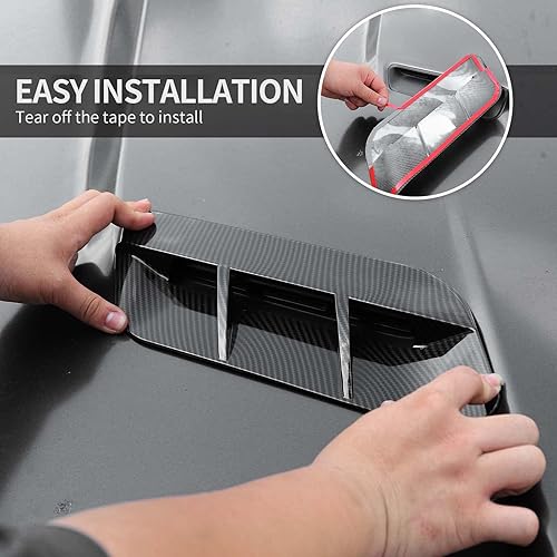 Miniatura 4 de JWWY para Challenger Hood Air Conditioner Air Outlet Trim para Dodge Challenger 2015-2022, ABS Carbon Fiber 2pcs
