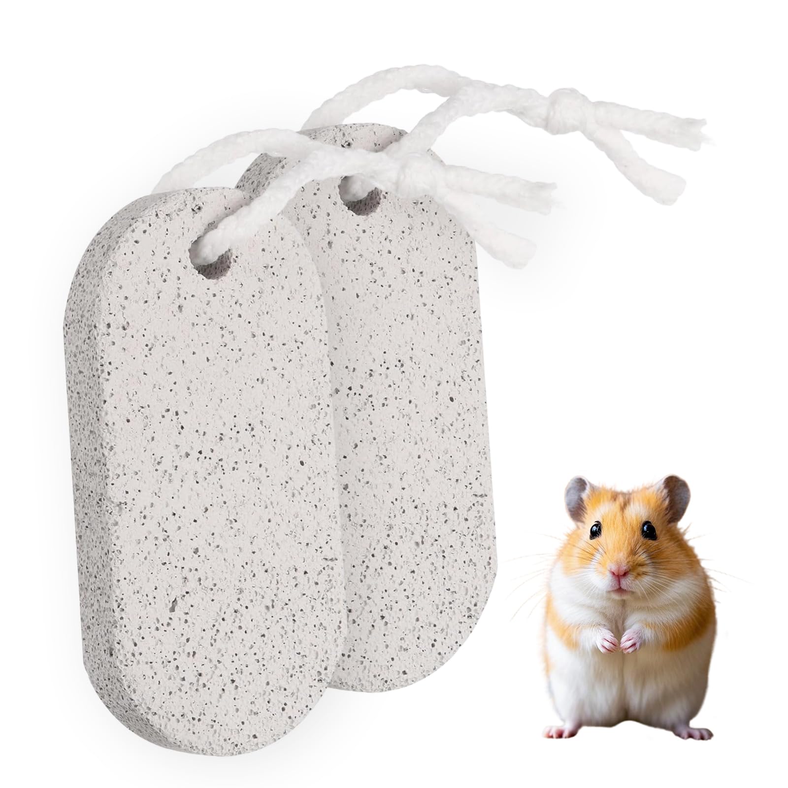 KASLCWA 2 Pcs Pet Teeth Grinding Stone, Hamster Chew Toys, Small Animal Pet Teeth Grinding Block, Natural Calcium Mineral Stone Teeths Molar Toy for Parrot, Rat and Chinchilla