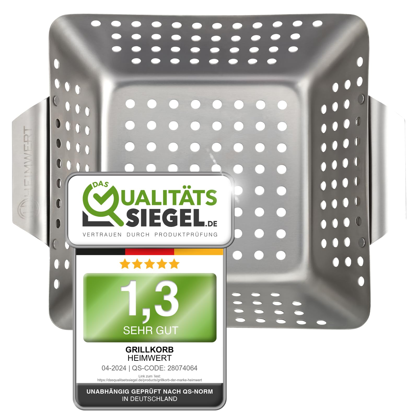 HEIMWERT Hochwertiges Premium Edelstahl Grillkorb 3er Set - Die hochrobusten und universell einsetzbaren Grillschalen - Das Original