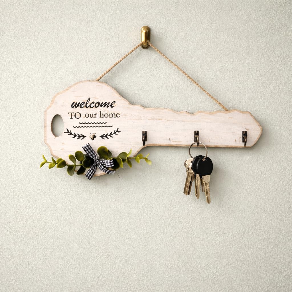 Rajasthani Wooden Key Holder - 6 Hooks -14