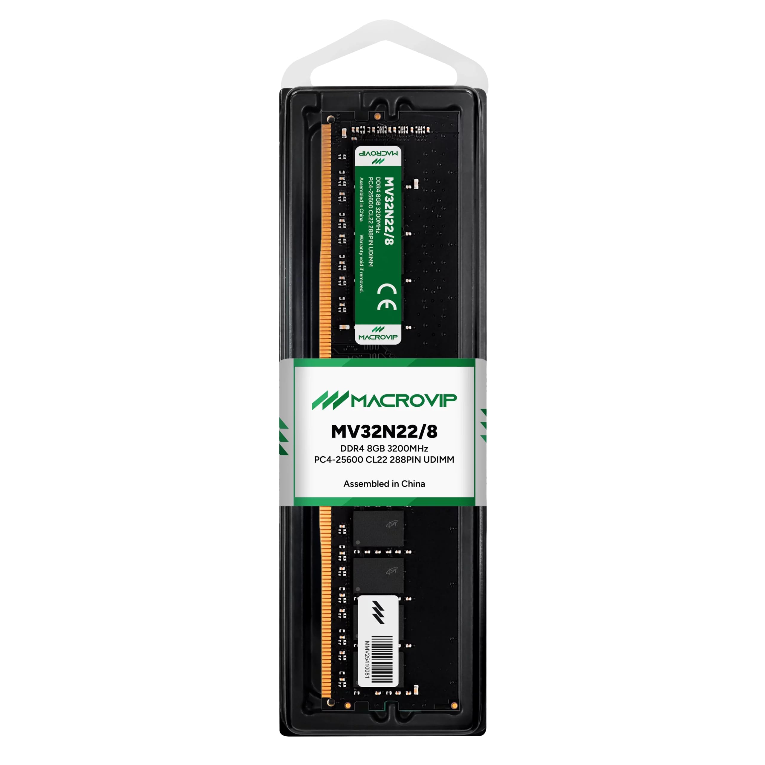 Memória RAM Macrovip DDR4 8GB 3200 MT/s CL22 Preto MV32N22/8