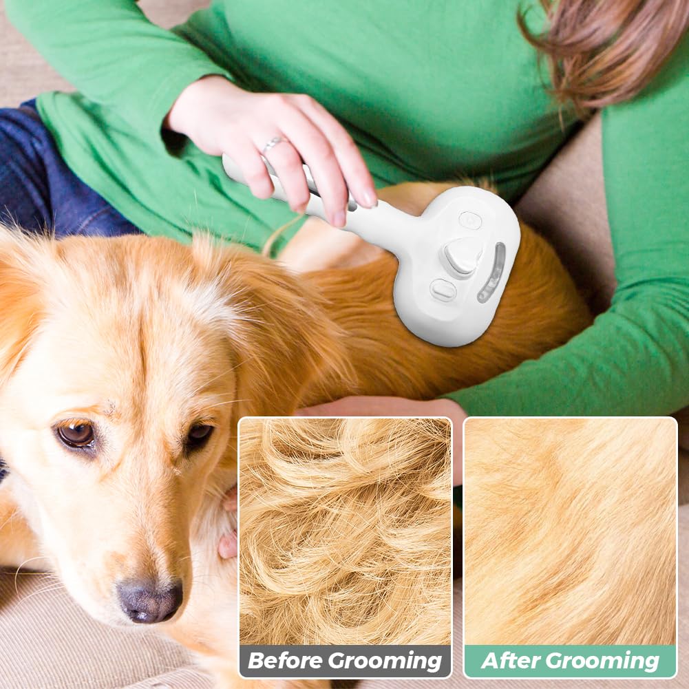 Tiiyee Cat Steam Brush, Self Cleaning Brushes for Indoor Cats, Steam Grooming Brush for Shedding & Hair Removal Comb Rechargeable for Long Short Haired Animals Massage Steaming Dog Kitten, Cool Mist