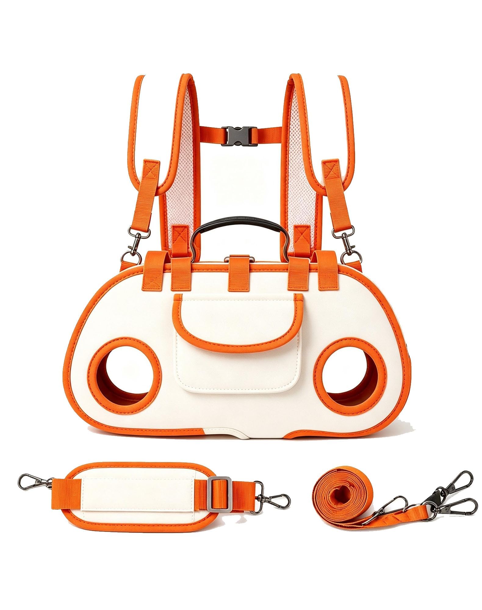 Pettorina Cane Taglia Piccola, Borsa Trasportino per Cani, Tracolla Regolabile Interno e Supporto Sollevamento Portatile per Viaggi e Passeggiate Outdoor (Orange,L)