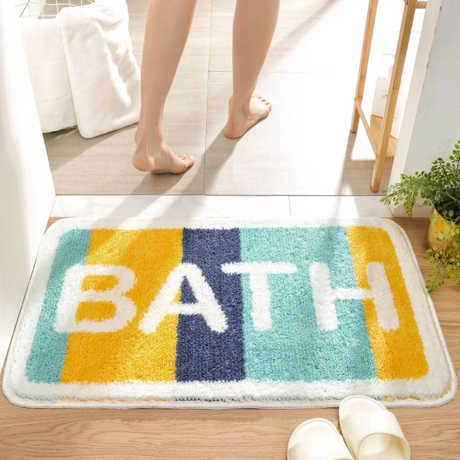 Luxury Bathroom Rugs Mat – 2cm/0.78inch Thick Extra Soft Absorbent Bath Rugs, Non-Shedding, Machine Wash, Non-Slip Shaggy Plush Carpet for Bathroom, Shower Room (AA001, 50cm×80cm/20inch×31inch)