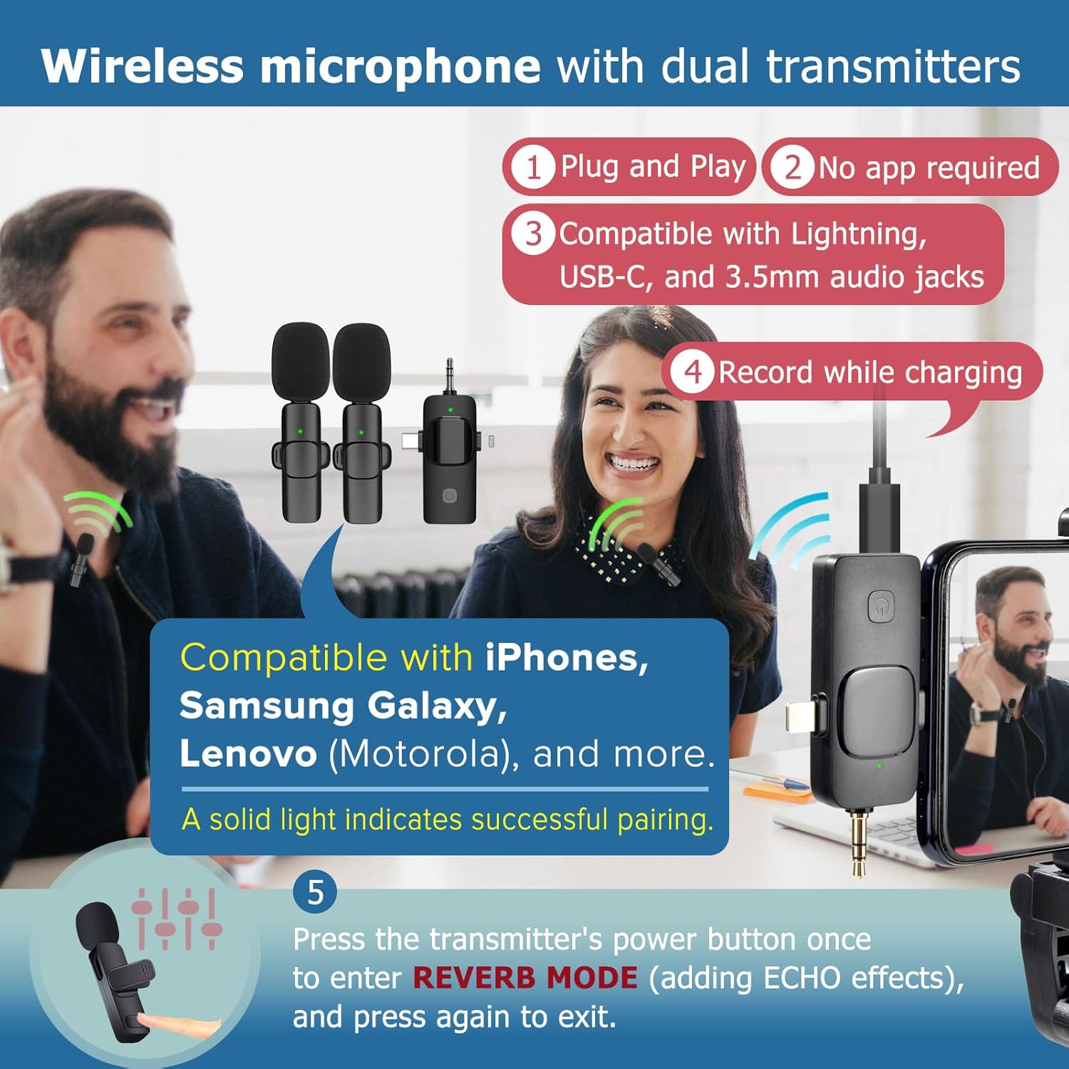 Auto Face Tracking Tripod Vlogging Kit for iPhone and Android Phone with Dual Lights/Dual Wireless Microphone/Multi-Function Remote,Expandable YouTube Starter Kit Content Creator Essentials