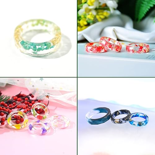 Miniatura 5 de findTop - 2 moldes de anillo de resina, moldes de silicona para resina, moldes de silicona de varios tamaños, para hacer anillos, aretes de