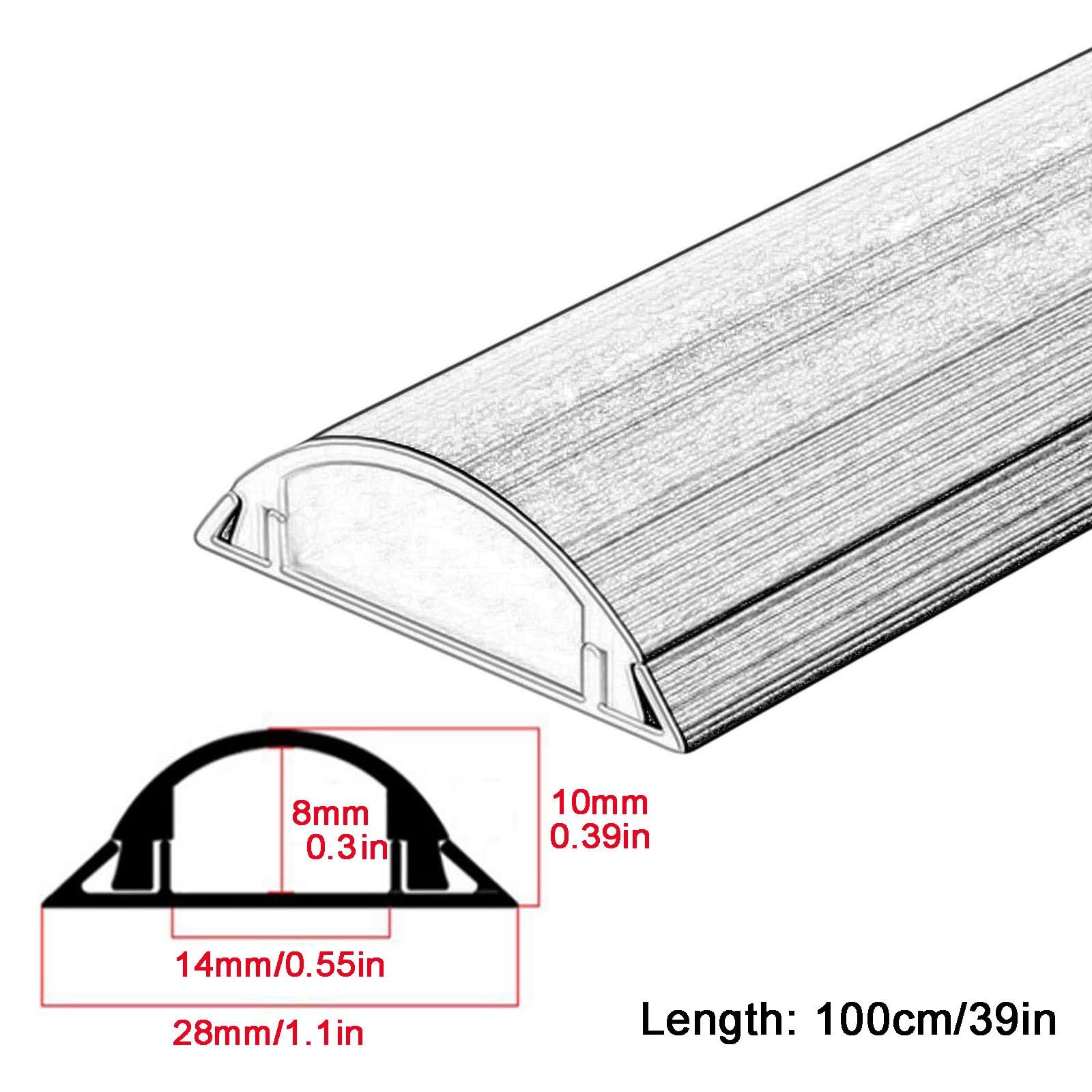 Passage de Cable en Métal de 100cm de Long Cache-câble Auto-adhésif Solide Goulotte Passe Cable pour Bureaux Maisons(Black,28 * 10mm/1.1 * 0.39in)