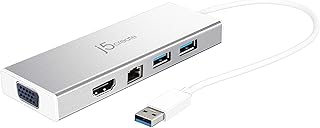 j5create USB 3.0 Hub with HDMI, VGA, RJ45 Gigabit Ethernet, 2 USB 3.1 Type-A Ports - High Speed Data Transfer Adapter for Mac, Windows, Desktop PC - Supports Up to 2K Resolution (JUD380)