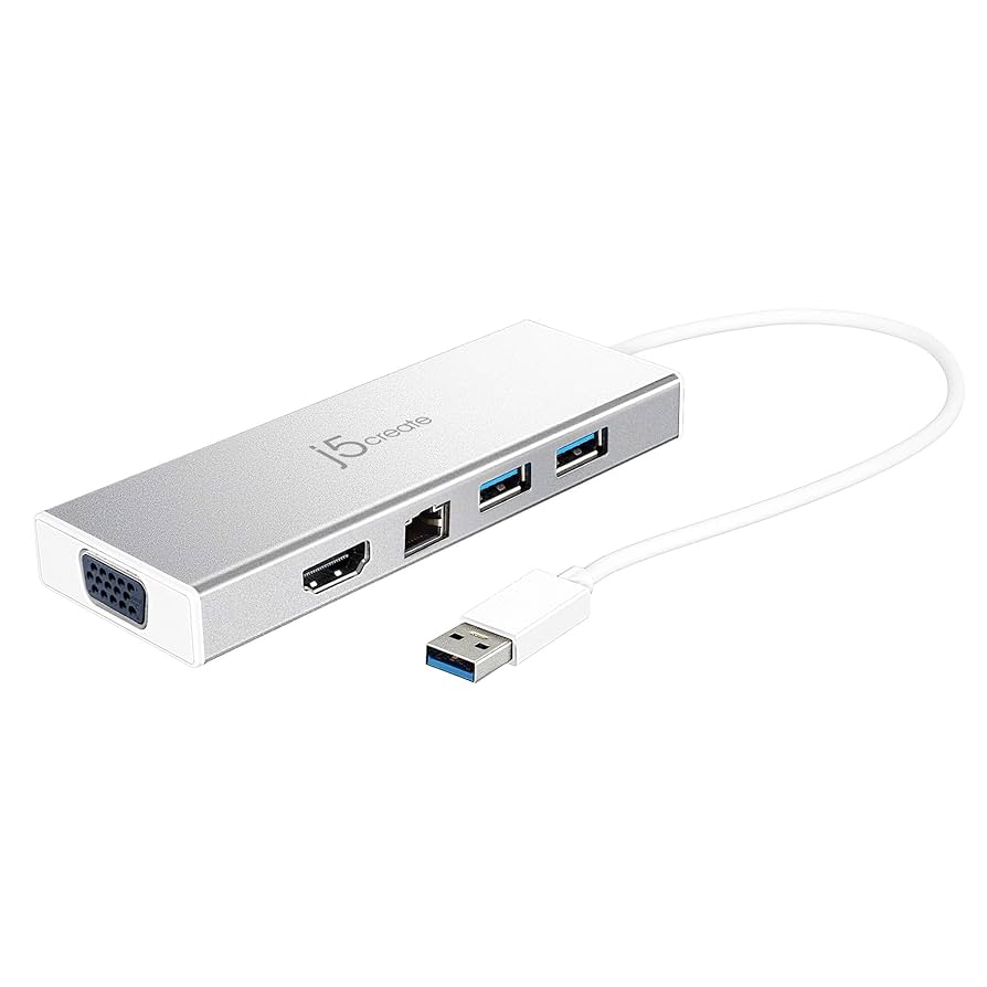 新品同様 USBマルチハブ USB3.0×2/HDMI/VGA j5create j5 create USB 3.0 5in1 デュアルモニタ ミニドック マルチハブ