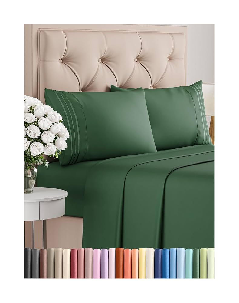 Queen Size 4 Piece Sheet Set - Comfy Breathable & Cooling Bed Sheets Set - Hotel Luxury Bedding for Women, Men, Kids, Teens, Boys & Girls - Deep Pockets, Soft, Wrinkle Free - Oeko-Tex - Emerald Green