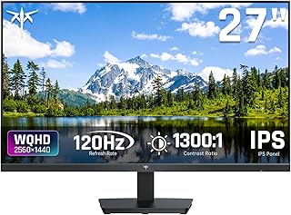 KTC 27 Inch Computer Monitor - QHD (2560 x 1440) Display, Up to 120Hz Monitor, IPS Panel, 123% sRGB, HDMI 2.0 x 2 & DP 1.4 x1, Adaptive Sync, Eye-Friendly Screen PC Monitors for Work Gaming, H27D9