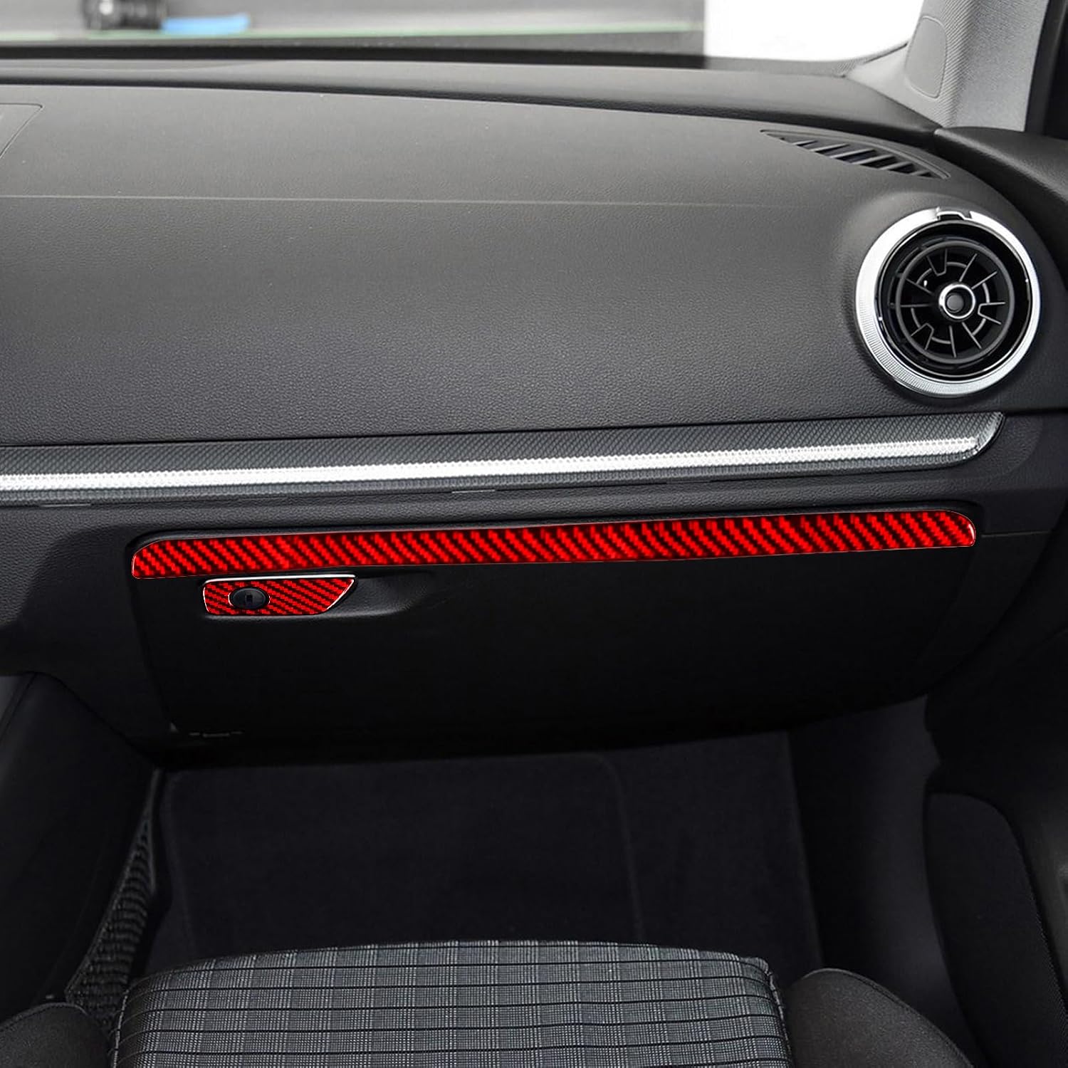 Real Premium Carbon Fiber Sticker Compatible with Audi A3 S3 RS3 8V 2013 2014 2015 2016 2017 2018 2019 Car Glove Box Storage Box Decor Kit Auto Interior Accessories Decal Style A 2PCS Red