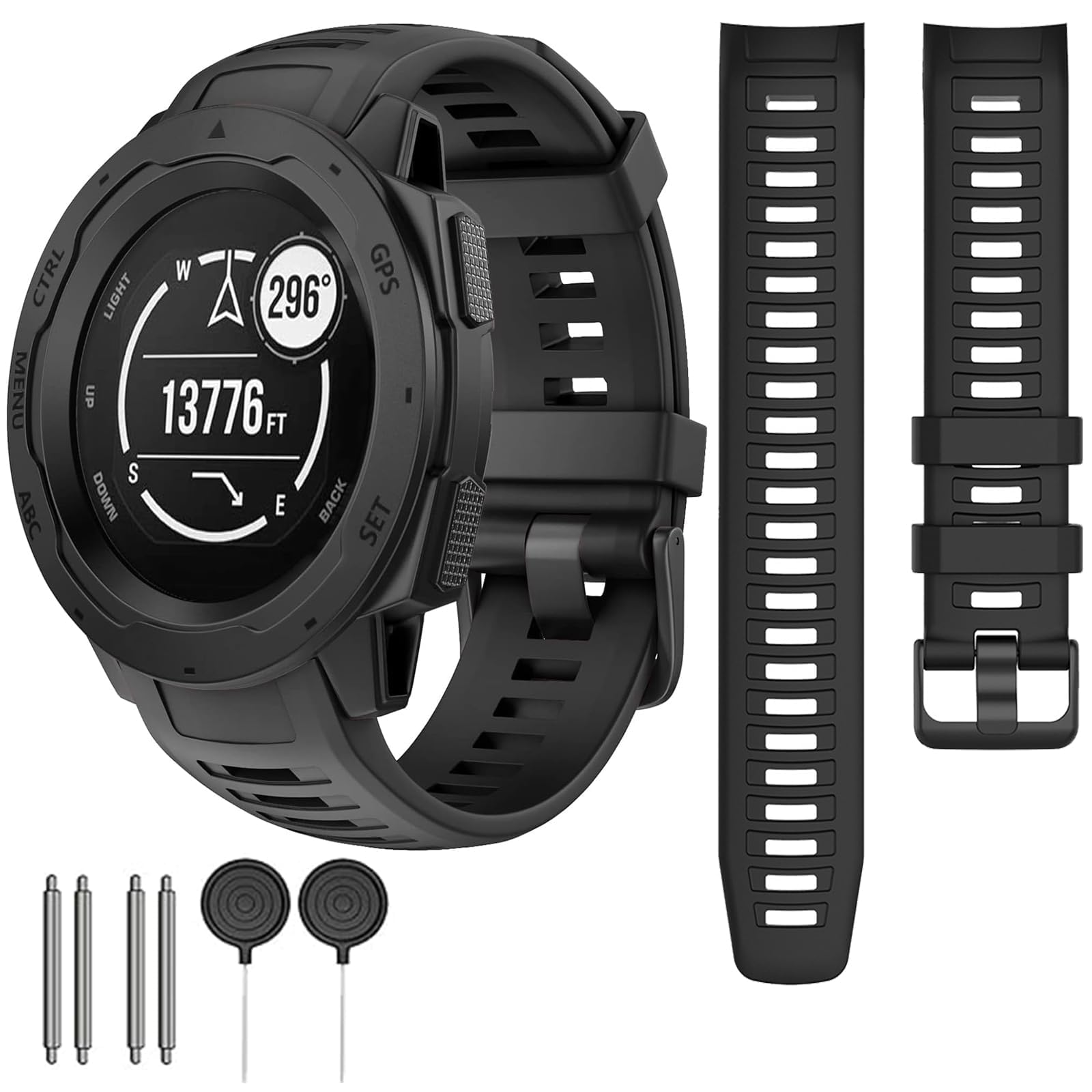 Waterproof Straps fit for Garmin Instinct Strap/Instinct 2 Straps, Classic Soft Sports Replacement Strap for Women Men (Black)