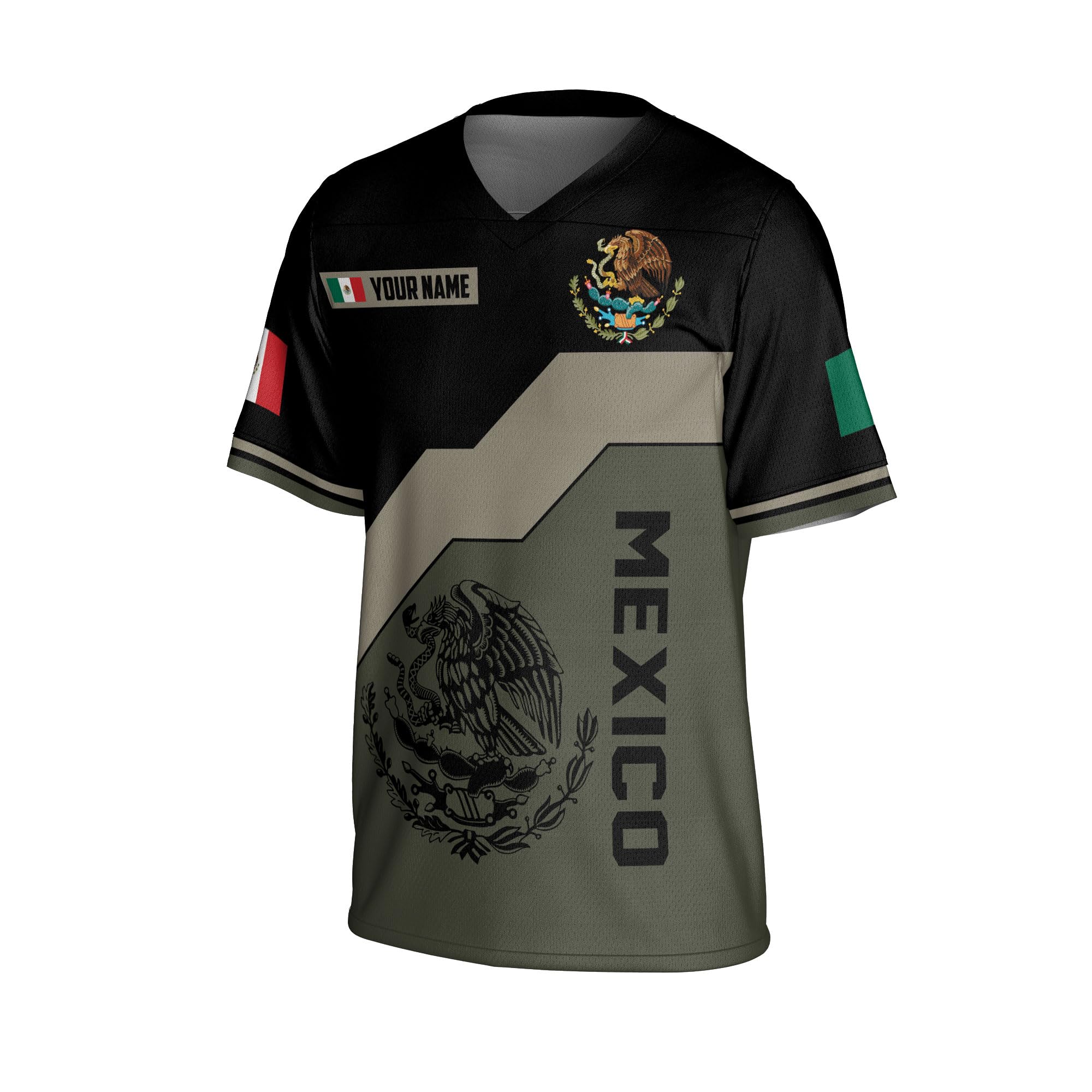 Artparel Custom Mexico Soccer Jersey Mexican Flag Jerseys Sports Shirt Mexico Soccer Shirts for Men Mexico Eagle Flag Jersey (Polyester, MXC13)