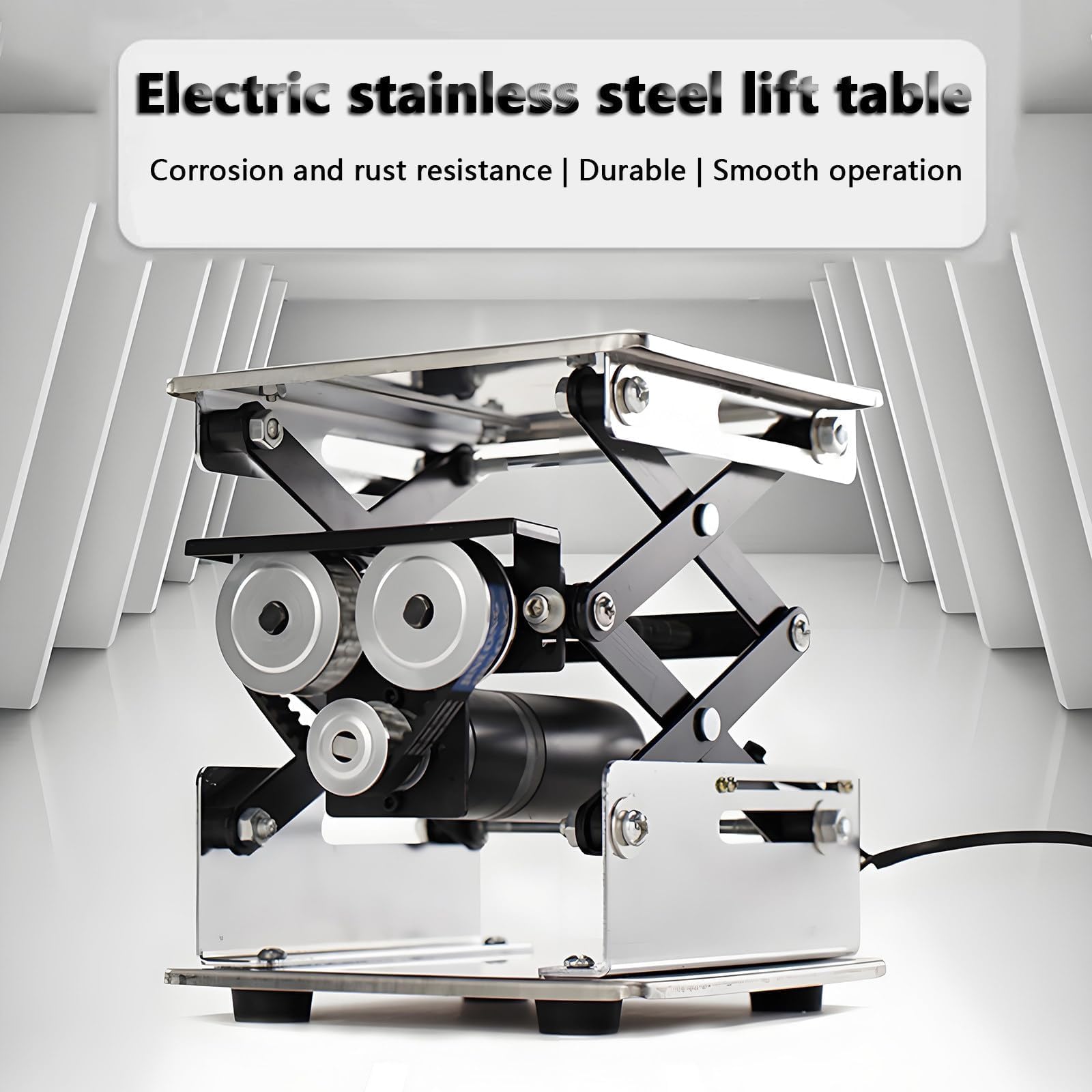 Plataforma de elevación de acero inoxidable, soporte de gato eléctrico ajustable, mesa de laboratorio y estante de muestras, capacidad de carga de 10 kg, altura de 200 mm