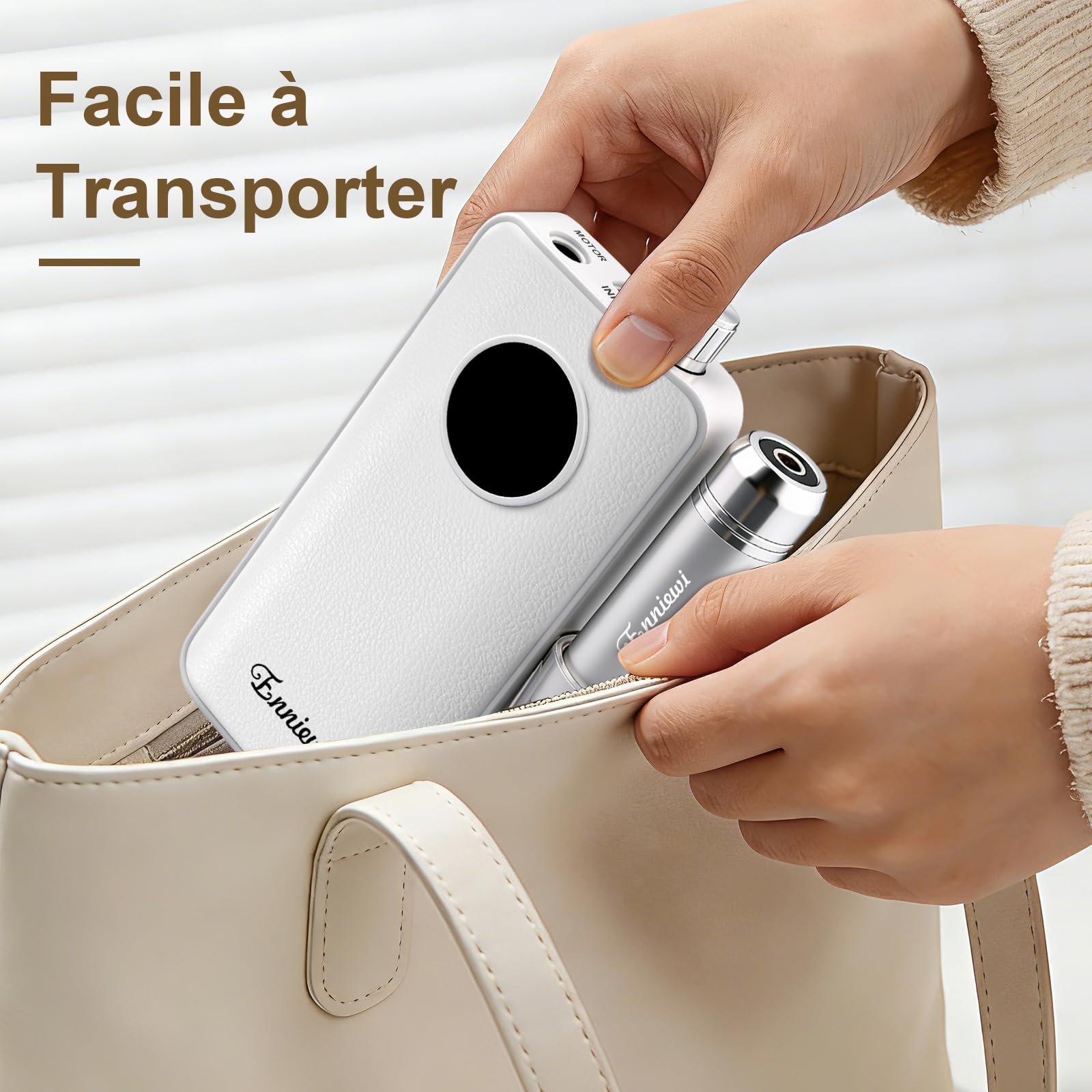 Ponceuse pour Ongles Électrique Professionnelle 35000 Tours - Portable Rechargeable pour Acrylique/Gel, Machine Manucure/Pédicure Puissante et Silencieuse - Pour Salon/Maison (Blanc Pur)