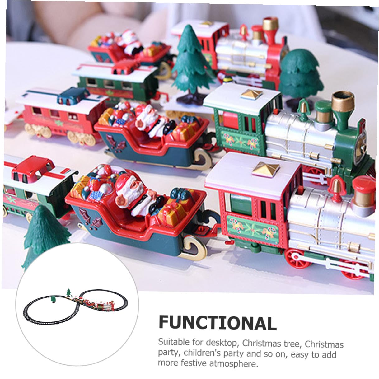 Tren de Juguete Navideño Eléctrico con Vías Diseño Pequeño Batería Adorno Creativo para Decoración de Navidad Adecuado Ambiente Festivo