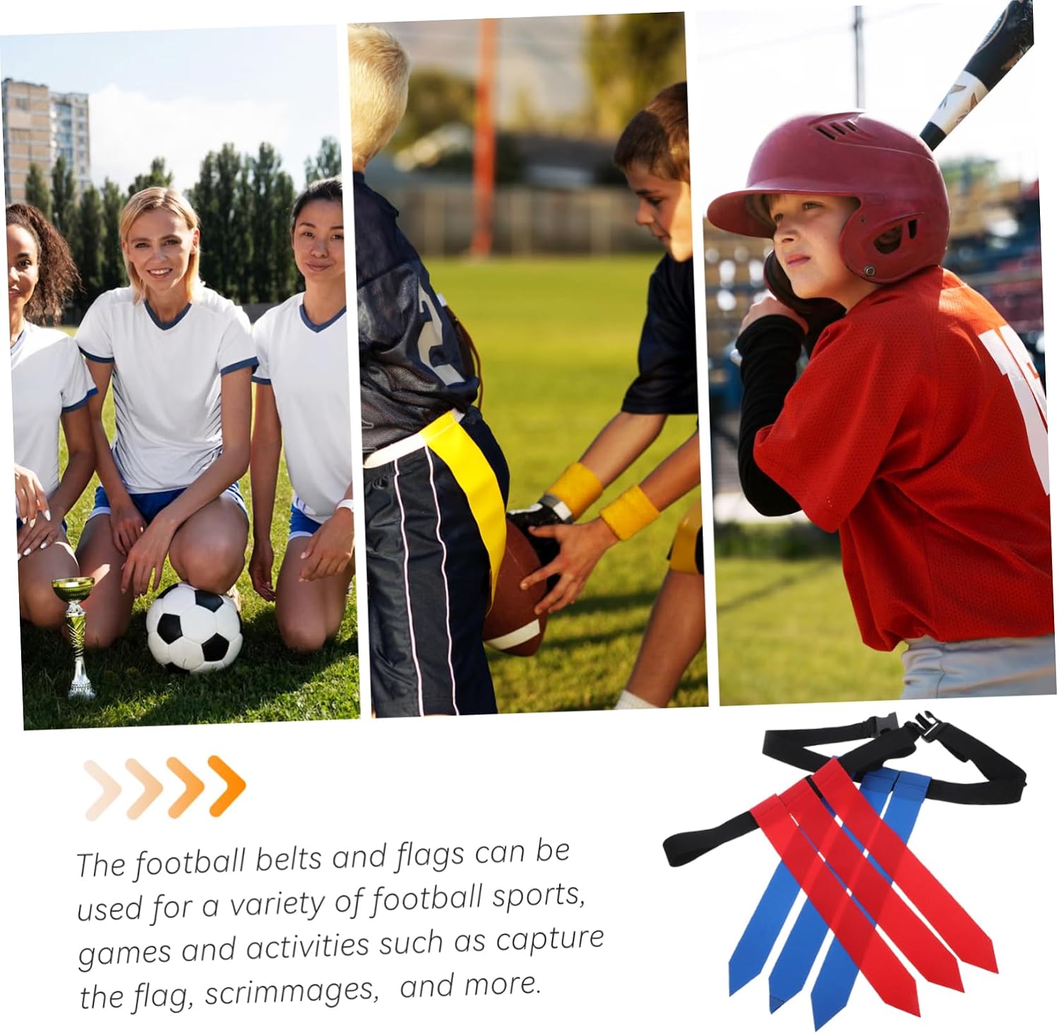 2pcs Adjustable Rugby Flag Belt Wear-resistant Football Waist Flags for Youth and Adults Training Includes for