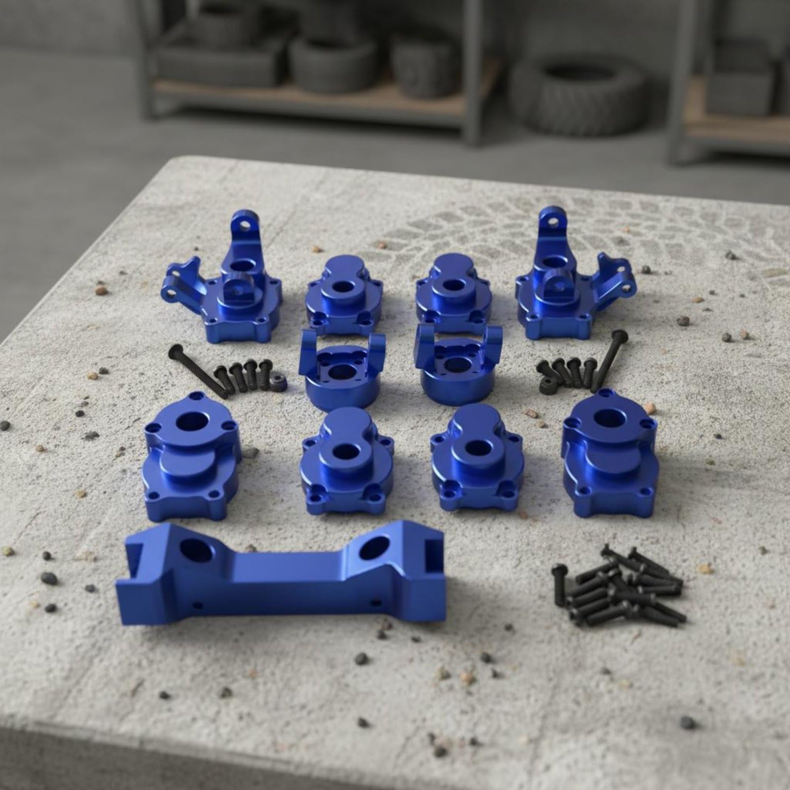 Ricambi Auto RC Set Tazza Sterzo Kit Snodo Anteriore Posteriore Supporto Tirante in Metallo Leggero per YK4102 YK4103 YK6101 Adatto per Riparazione, Blu