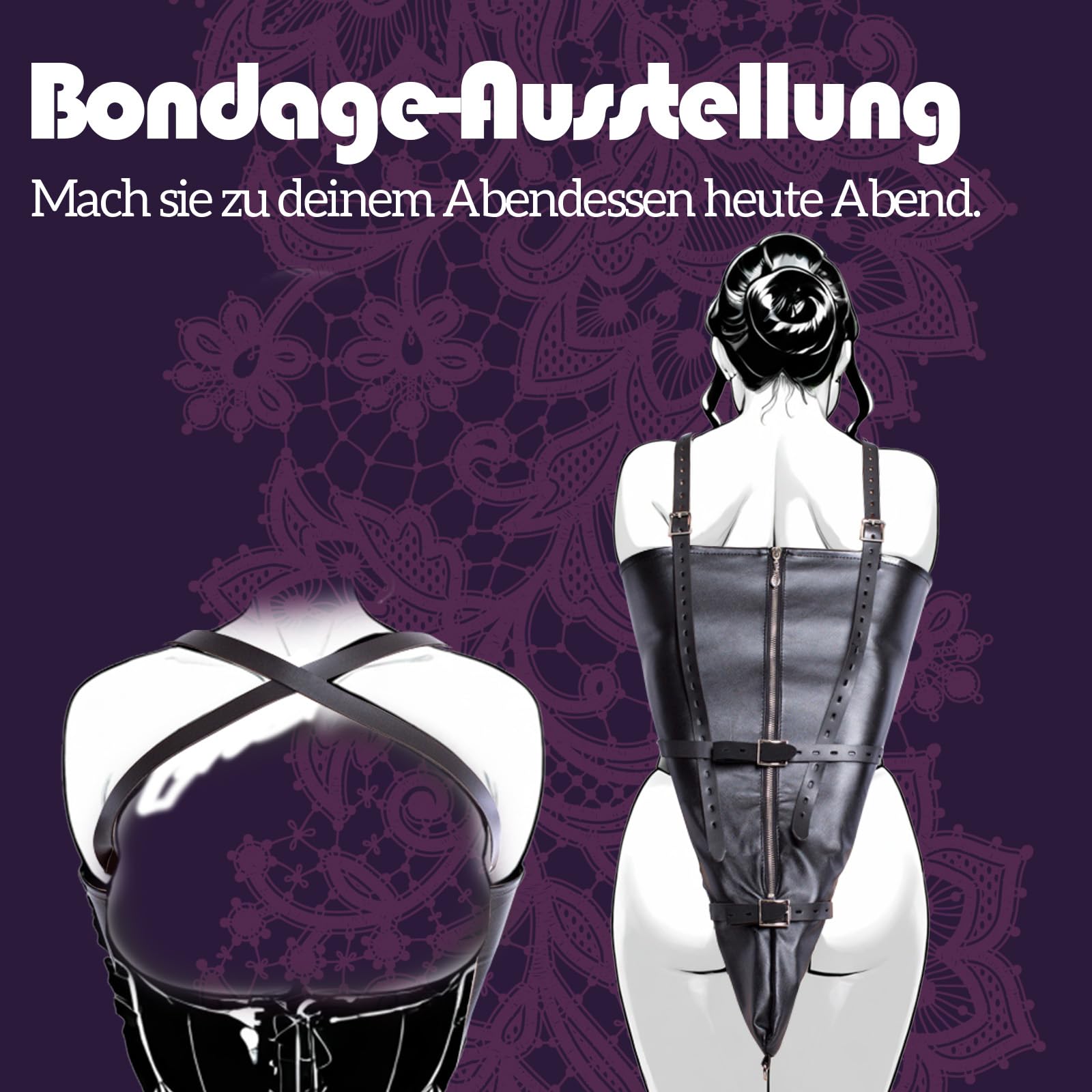 Camicia di forza per uomo, borsa bondage in pelle, legatura del braccio, BDSM estremo, bondage, manette, restrizioni le braccia fetish con spalline, giocattolo sessuale erotico coppie