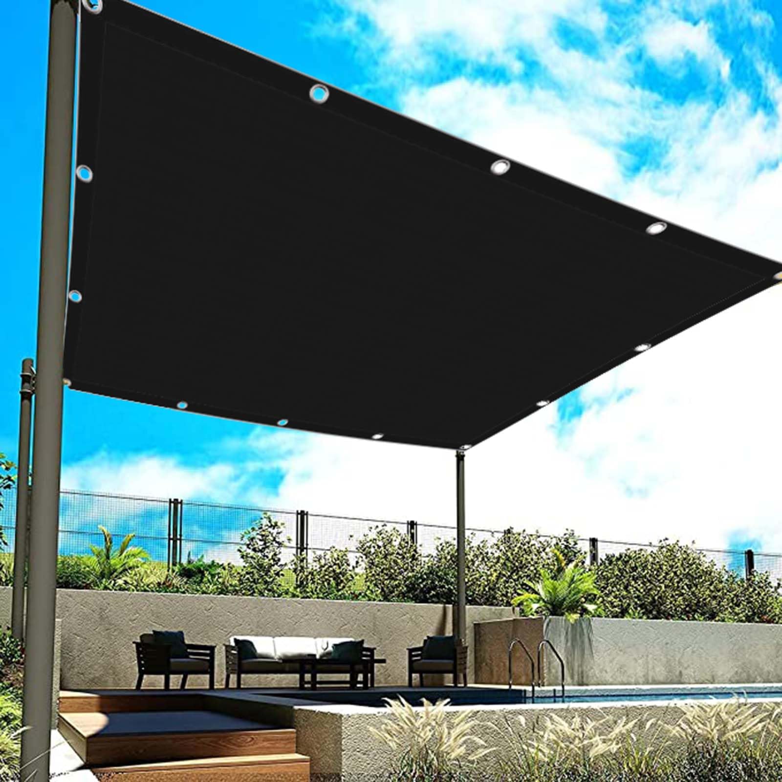 Toile ombrage indéchirable 350x1000 cm noire anti-UV extérieur