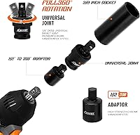 Vista 4 de XDOVET Juego de llaves de impacto de 38 pulgadas, juego de llaves de vaso de 38 pulgadas, 52 piezas estándar profundo SAE métrico 14" - 34