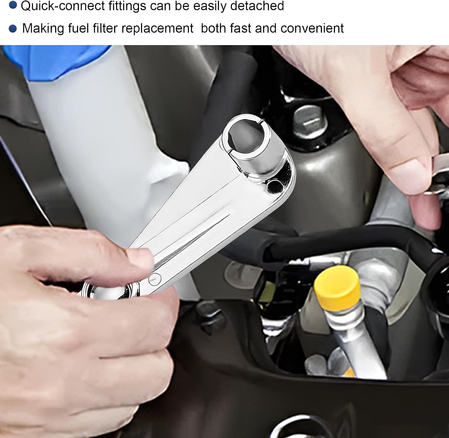 Scissor Fuel Line Disconnect Tool, Auto Fuel Filter Removal Tool for 3/8" 5/16" Line Quick Disconnection, Multipurpose 2-in-1 Disconnect Scissor Wrench for Heater A/C Lines
