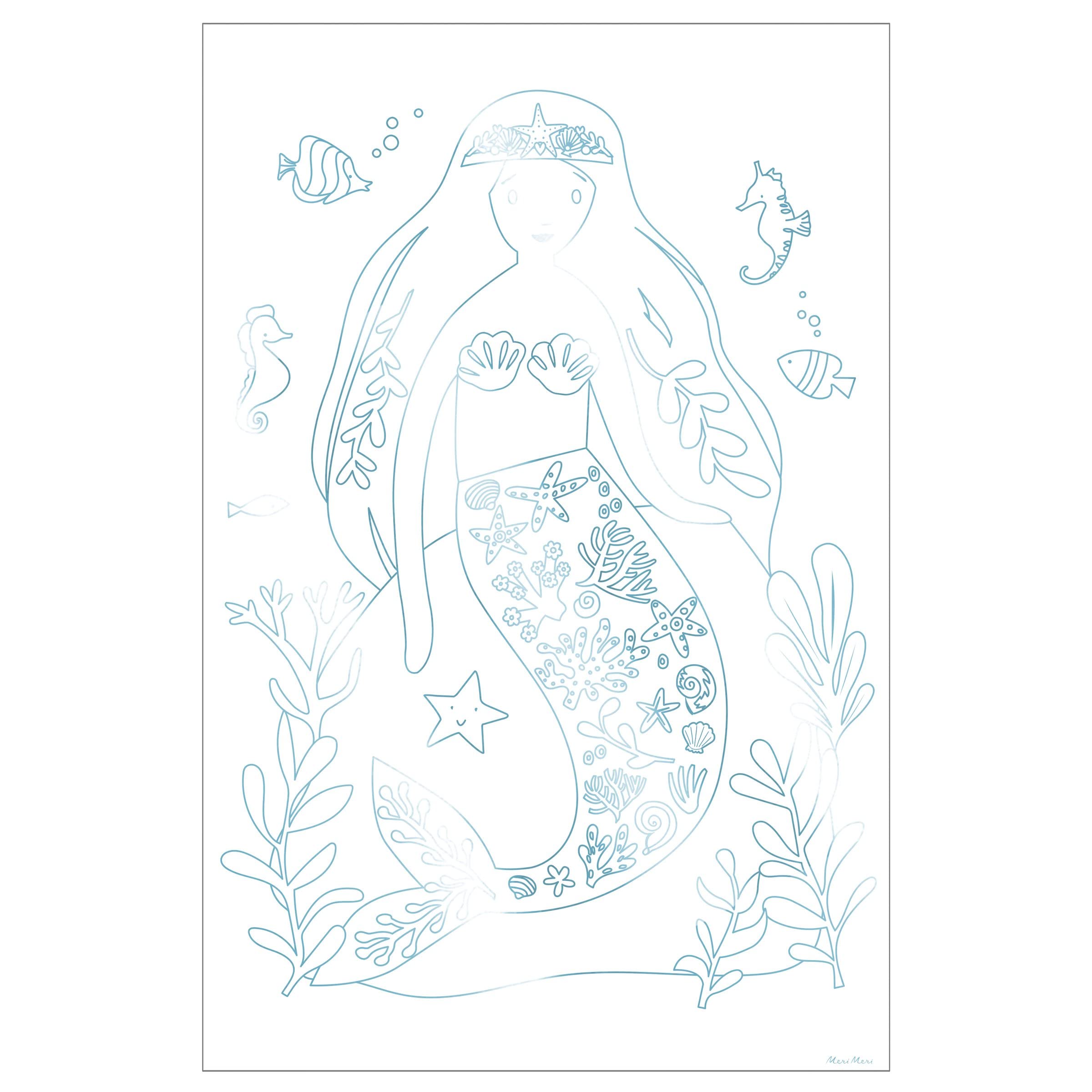 Meri Meri Carteles para colorear de sirena (paquete de 2)