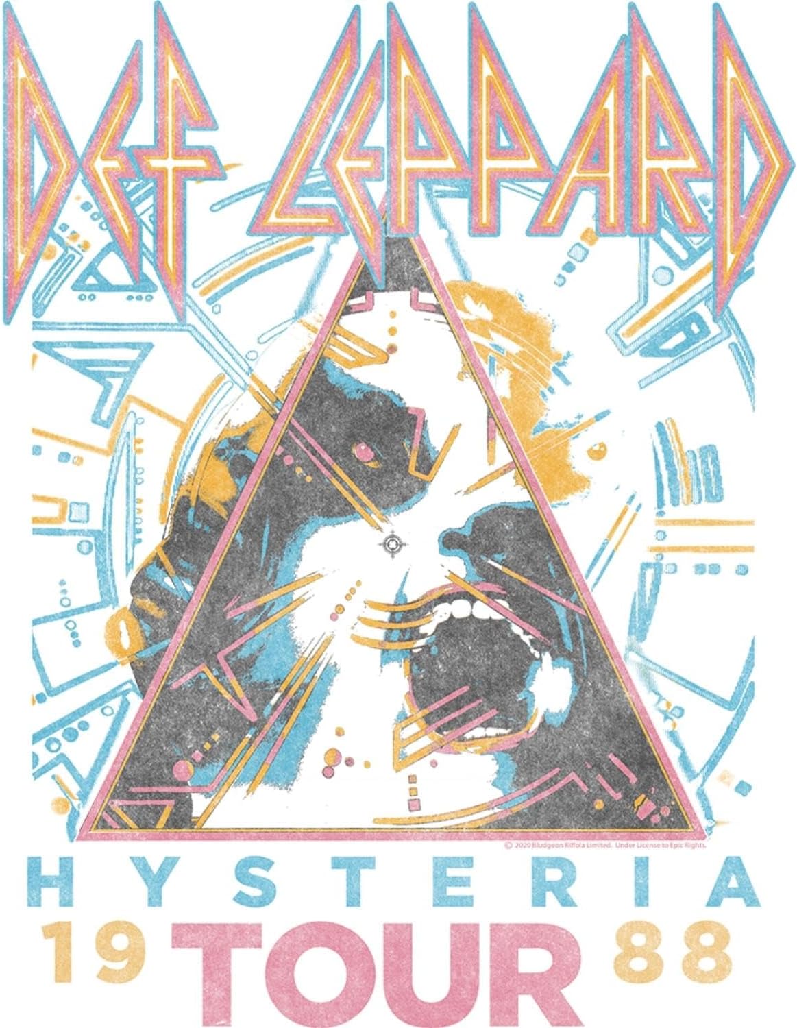 Def Leppard 1980s Heavy Hair Metal Band Rock & Roll Hysteria '88 Adult T-Shirt - Image 4