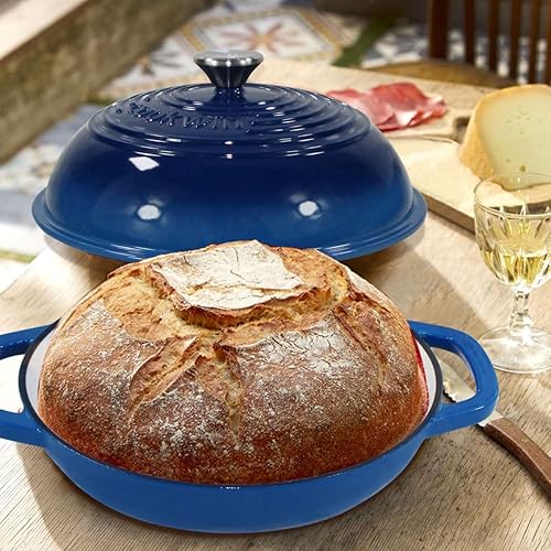 Miniatura 18 de Horno holandés de hierro fundido esmaltado con tapa, kit para hornear pan de 11 pulgadas, sartén esmaltada de 6 cuartos de galón, horno holandés