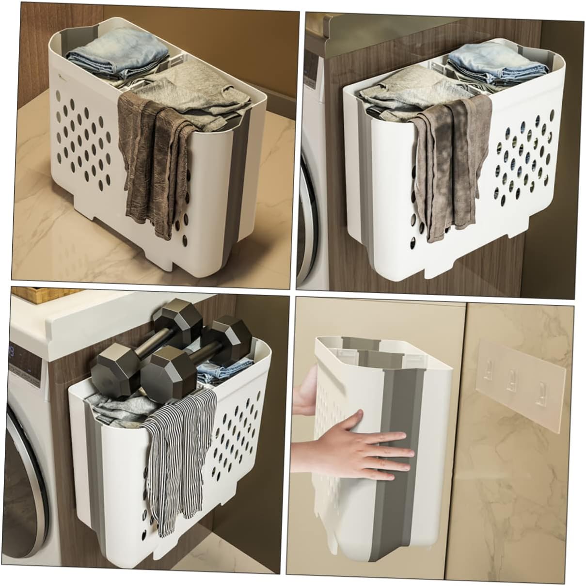 VICASKY Wall Mount Laundry Basket Foldable Double Compartment Hamper for Bathroom and Closet Space Saving Wall Laundry Hamper with High Load Capacity for Organized Dirty Clothes Storage